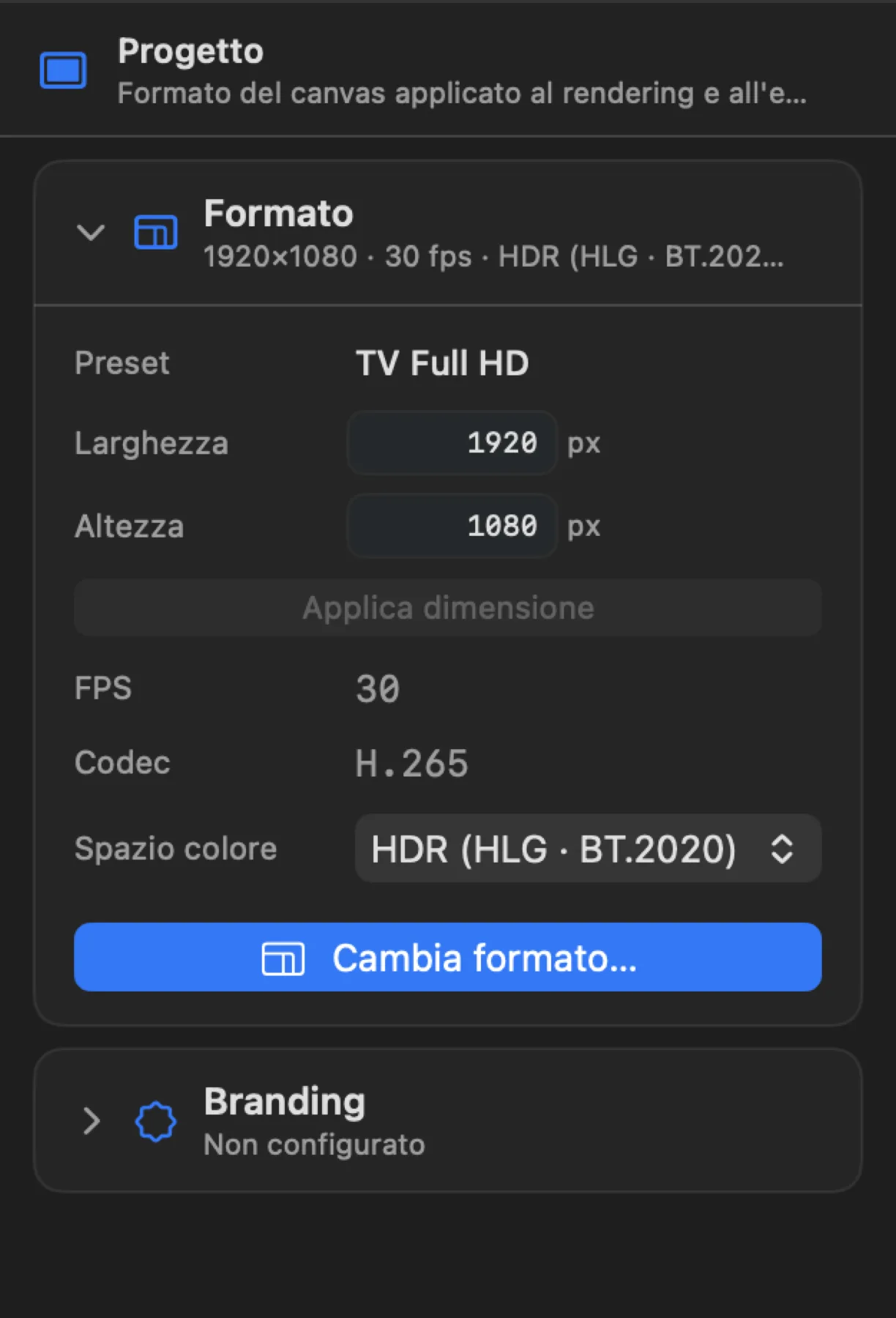 L'Inspector Progetto separa il formato del programma dal branding.