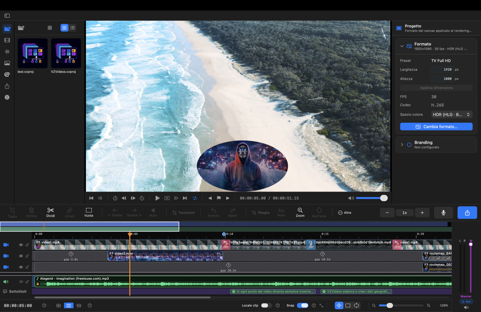 VZVideos - Picture-in-picture con forma ellittica