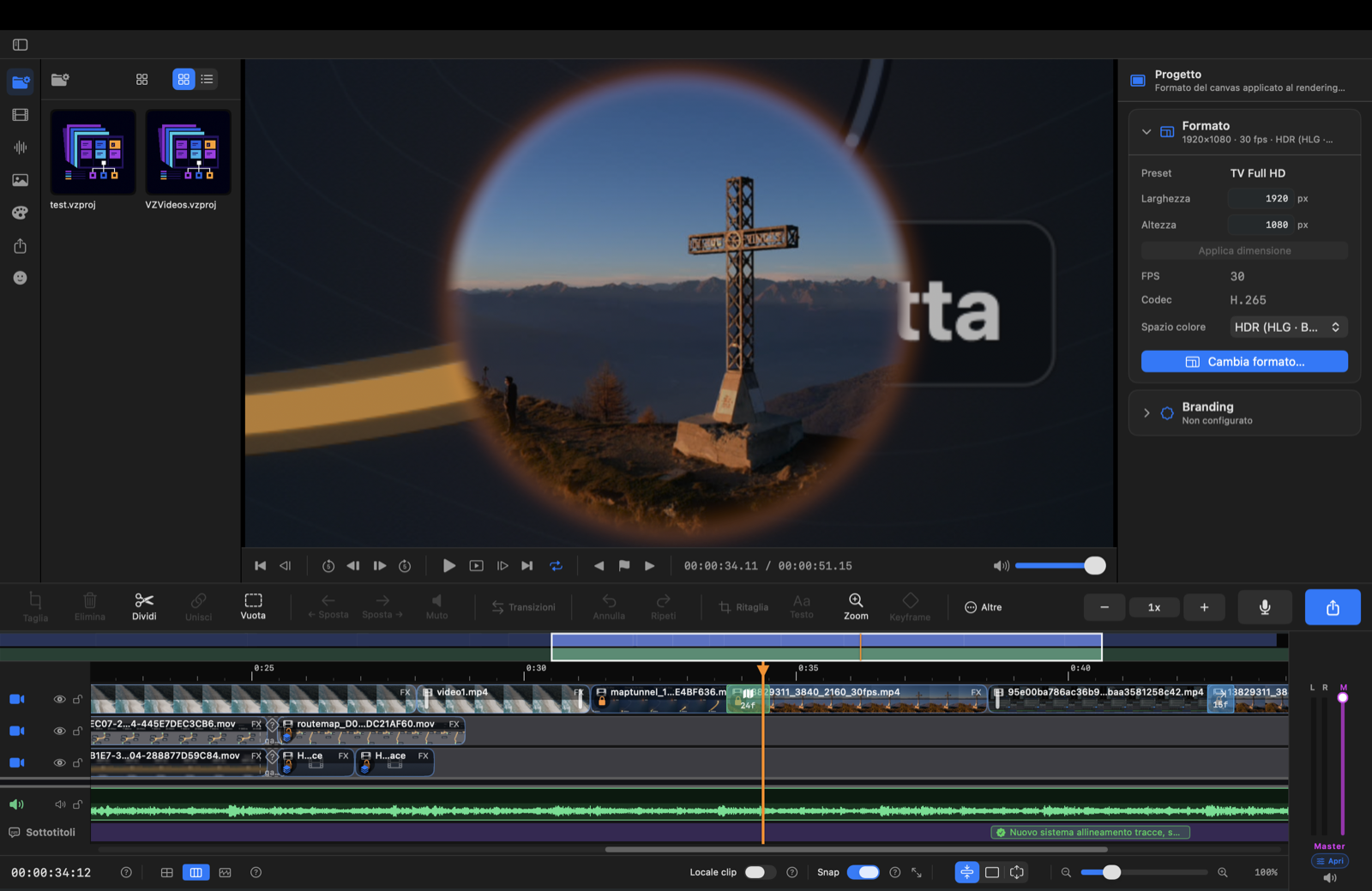 VZVideos - Transizione cinematografica fra due clip